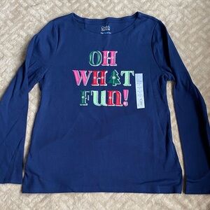 Christmas Shirt Women’s Medium Winter Oh What Fun Holiday Long Sleeve Crew New